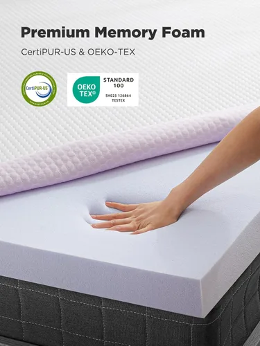 Miniatura 7 de PERLECARE Cubrecolchón de espuma viscoelástica de gel de 4 pulgadas, cubrecolchón suave premium para enfriamiento, diseño antideslizante con funda