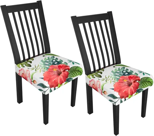 Miniatura 152 de Juego de 4 fundas elásticas para sillas de comedor, fundas para sillas de comedor con estampado floral, fundas para asientos de sillas con estampado