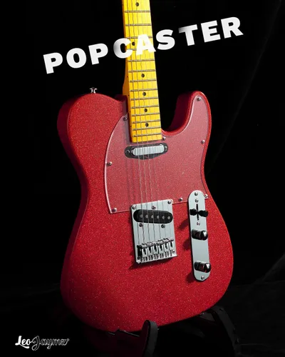 Miniatura 3 de Leo Jaymz Guitarra eléctrica en color brillante, cuerpo de caoba de alto brillo y cuello de arce duro, golpeador acrílico transparente de alta