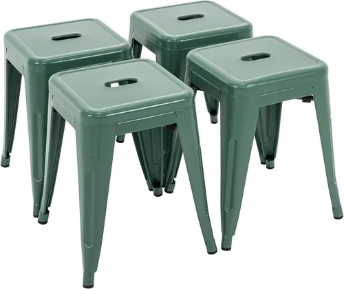 Miniatura 14 de Brage Living Juego de 4 taburetes industriales de metal de 18 pulgadas, taburetes apilables para aula, sillas de comedor de metal sin espalda