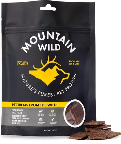 MOUNTAIN WILD Golosinas de entrenamiento de carne de venado para perros, premio de alto valor con proteína de carne de alce y ciervo, totalmente