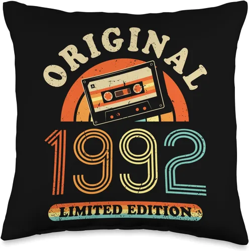 Retro Limited Edition 1992 Cassette Tape 32th Birthday Throw Pillow