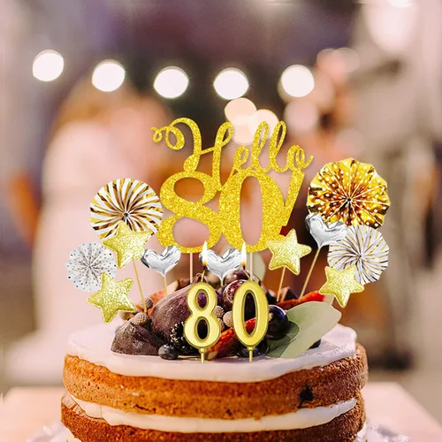 Miniatura 3 de Hello50 - Decoración de cumpleaños para tartas doradas, para hombres y mujeres, decoración de pastel de cumpleaños número 50