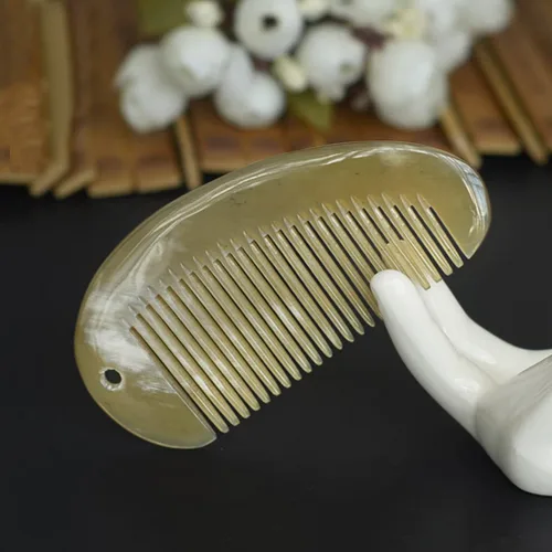 Miniatura 3 de Healifty Peine de cuerno de yak para cabello de dientes anchos, peine desenredante para cabello y barba, peine natural sin estática, para mujeres