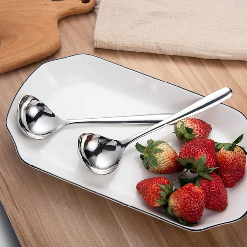 Miniatura 7 de IMEEA Cucharón de acero inoxidable de 8 pulgadas con mango largo, cucharón pequeño para salsa, aderezo y coberturas, juego de 4