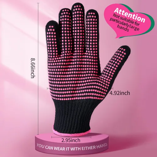 Miniatura 7 de Teenitor 2 guantes resistentes al calor con golpes de silicona, guantes profesionales a prueba de calor para peinar el cabello, rizador, hierro Rojo