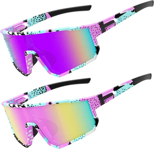 Miniatura 16 de Gafas de sol deportivas para niños, polarizadas, con protección UV400, para niños y niñas, para béisbol, softbol, ciclismo Lentes rojas con montura