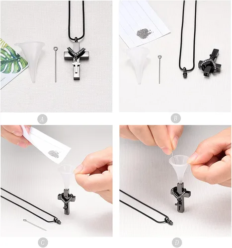 Miniatura 6 de Dije de urna para cenizas de cremación, diseño de cruz de acero inoxidable