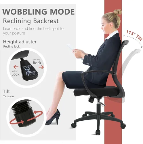 Miniatura 3 de Silla ergonómica de oficina, silla de escritorio para el hogar, silla de malla con respaldo medio, silla giratoria para computadora, silla ejecutiva