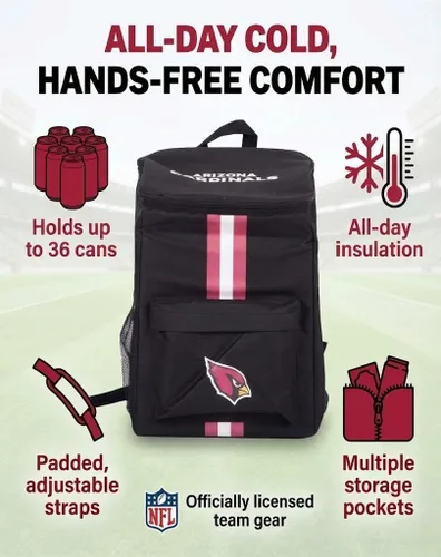 Miniatura 3 de Mochila hielera – Hielera portátil de lados suaves – Bolsa aislada con capacidad para 36 latas – Equipo de fútbol americano – Muestra tu espíritu