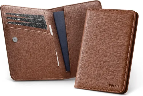 Miniatura 10 de VULKIT Soporte para pasaporte, cierre magnético, bloqueo RFID, cartera de viaje, funda para libro de pasaporte, soporte para tarjeta de embarque