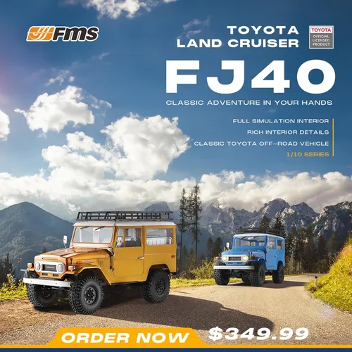 Miniatura 2 de EAZYRC X FMS 1/10 Toyota Land Cruiser FJ40 RS con camión RC con licencia azul, todo terreno impermeable 4WD 35T 550 Motor RC Crawler para adultos