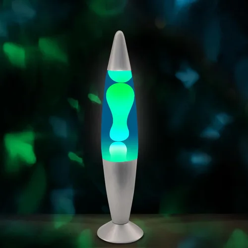Miniatura 4 de JAMBO Hermosa lámpara de 16 pulgadas, azul con cera amarilla/verde, luz líquida relajante, luz nocturna, decoración del hogar, sala de estar