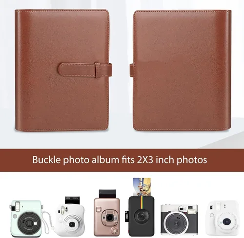 Miniatura 2 de Álbum de fotos mini con 128 bolsillos para cámara Fujifilm Instax Mini, Polaroid Snap, Z2300, cámaras instantáneas SocialMatic e impresora Marrón