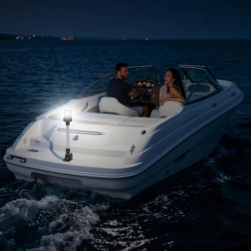 Miniatura 7 de Obcursco Luces de popa de barco, IP67 impermeable, plegable, luz LED blanca de anclaje para lanchas marinas, pontones, pesca, lubinas y Jon