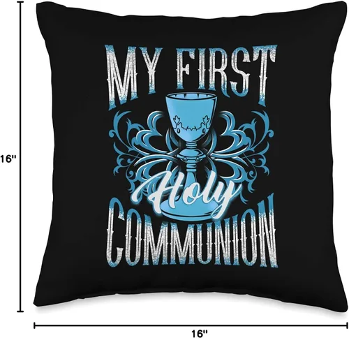 Miniatura 4 de Comunion Tees NYC My First Holy Comunion Gift Kids Cáliz Girls Blue Boys Throw Pillow, 15.7 x 15.7 in, multicolor