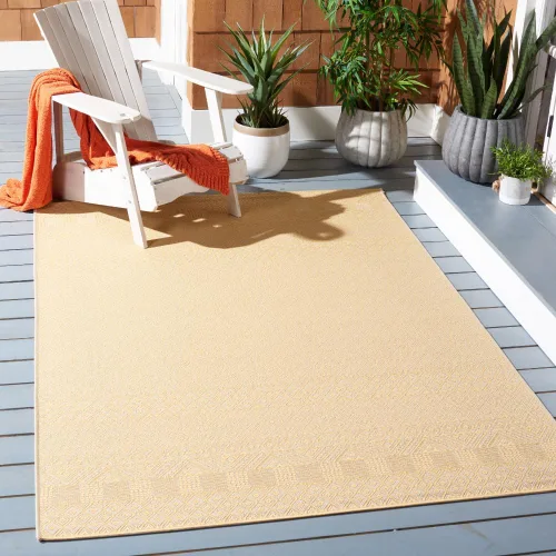 Miniatura 40 de SAFAVIEH Alfombra lavable para exteriores, colección Courtyard de 2.3 x 6.7 pies, beige y azul aguamarina, no desprende pelusa y es fácil