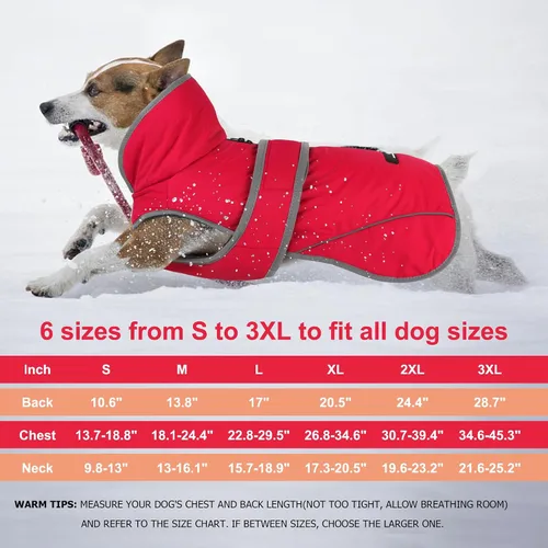 Miniatura 5 de Dogcheer Abrigo para Perro, Chaqueta Impermeable para Perro Abrigo de Invierno Reflectante para Mascotas con Gancho y Velcro Ajustable, Chaqueta
