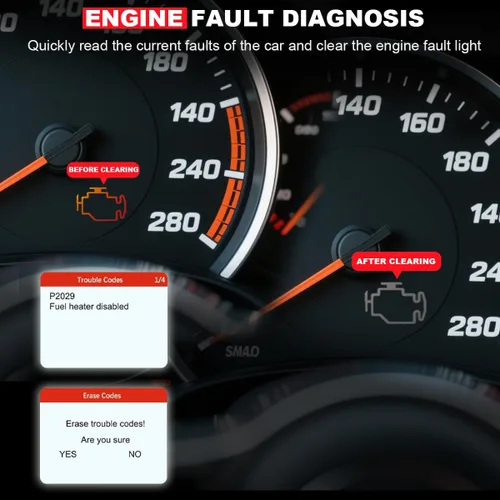Miniatura 4 de Escáner OBD2 para Automóvil Herramienta de Diagnóstico, Lector Profesional de Códigos de Falla del Motor Auto OBD II con Reinicio, Probador