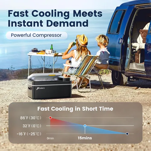 Miniatura 2 de HCALORY Refrigerador de auto de 12 voltios, 22 cuartos, refrigerador de auto con pantalla táctil grande, congelador portátil con compresor, mini