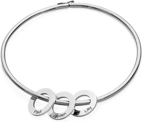 Miniatura 2 de MYKA - Pulsera personalizada con colgantes de disco circular, joyería con múltiples colgantes personalizables, regalo para mamá, madre, ella
