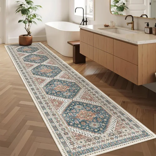 Miniatura 549 de Madane Tapete lavable de 2 x 10 pies para pasillo, cocina, recibidor, clásico, suave, antideslizante para interiores, casa de campo, baño, sala