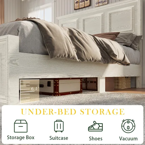 Miniatura 7 de Incyneva Base de cama matrimonial con cabecera ajustable en altura, marco de cama de plataforma de granja con puerto de carga y luces LED,