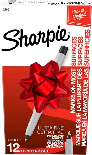 Sharpie - Marcadores permanentes, punta ultrafina, color negro, 12 unidades