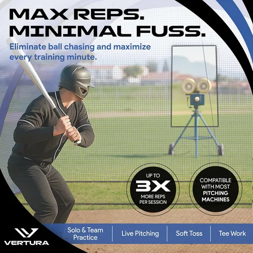 Miniatura 5 de Jaula de Bateo Portátil de 22 pies x 12 pies x 8 pies para Béisbol y Sóftbol – Jaula de Golpeo Fácil de Instalar con Agujero para Máquina