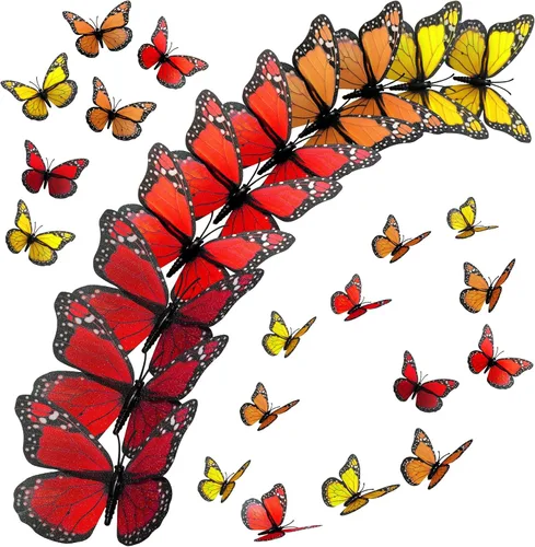 Miniatura 10 de Decoración de mariposa monarca de 4 tamaños, decoración de pared de Halloween, calcomanía magnética 3D de mariposa monarca para manualidades, hogar