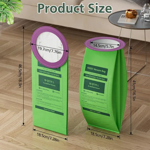 Miniatura 6 de Paquete de 16 bolsas de vacío 100331 de repuesto compatibles con aspiradora ProTeam de 10 cuartos de galón, para Coachvac, Super Coachvac, Megavac