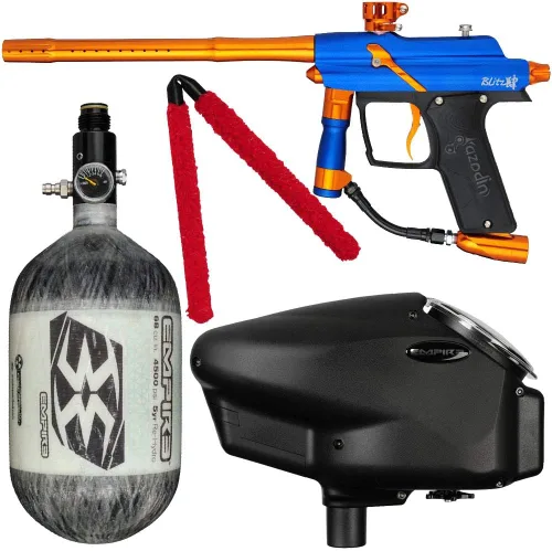 Miniatura 4 de Action Village Azodin Blitz 4 Kit de pistola de paintball de competición con tanque de aire Color: Rosa polvo/Plata pulida
