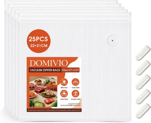 Miniatura 10 de Bolsas selladoras al vacío con doble cremallera, bolsas reutilizables sin BPA, bolsas de almacenamiento de alimentos para preparación de comidas