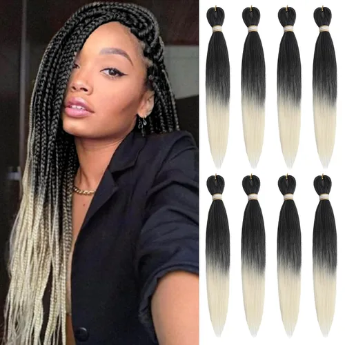 Miniatura 40 de Beyond Beauty - Trenzas preestiradas de cabello profesional sin picazón, ajuste de agua caliente, fibra sintética, textura Yaki, extensiones