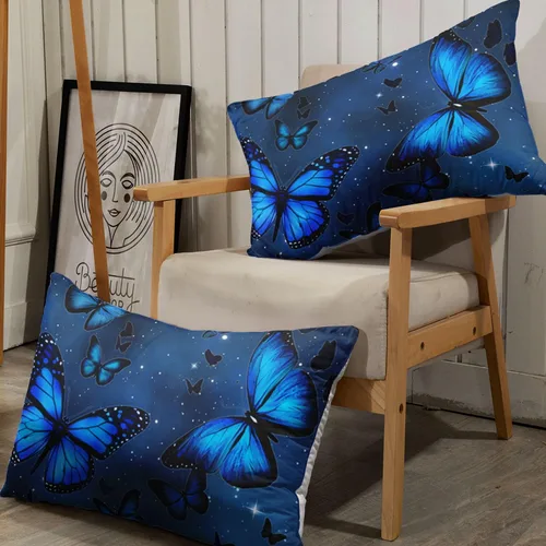Miniatura 5 de Datura home Bedding - Juego de sábanas bajeras y sábanas encimeras, 4 piezas, estampado de mariposas azules, juego de ropa de cama con 1 sábana