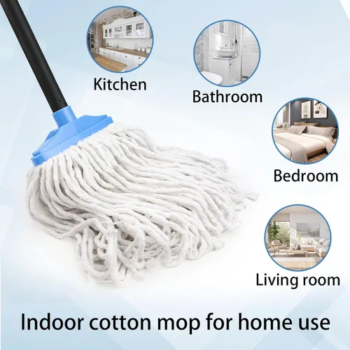 Miniatura 6 de Trapeadores de algodón para interiores para limpieza de suelos, mopa de limpieza de interiores para suelos de madera, azulejos, suelos de madera