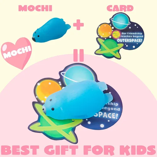 Miniatura 4 de JOYIN Paquete de 28 tarjetas de regalo para el día de San Valentín con mochis, juguetes esponjosos Mochi que brillan en la oscuridad, juguetes