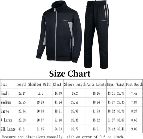Miniatura 5 de PUMPITU Conjunto deportivo casual de manga larga para hombre, sudadera con cremallera completa, chaqueta y pantalones para correr, trajes de 2 piezas