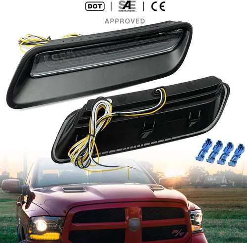 Miniatura 2 de Kit de barra de luz LED para campana de ventilación compatible con RAM 1500 Sport Hood Switchback 2010-2022 Lámpara de conducción DRL blanca