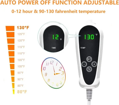 Miniatura 2 de PetHeating Pad para perros y gatos con temporizador, temperatura ajustable, cama eléctrica para gatos y perros, alfombrilla impermeable para cama