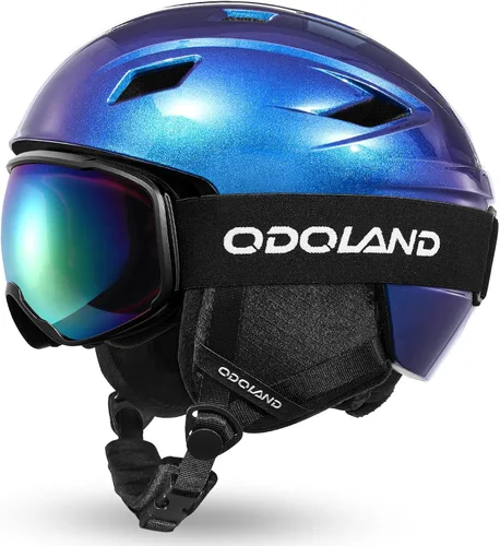 Miniatura 12 de Odoland - Juego de casco de esquí y gafas, gafas de casco de snowboard para hombres, mujeres y jóvenes - Equipo a prueba de golpes y viento