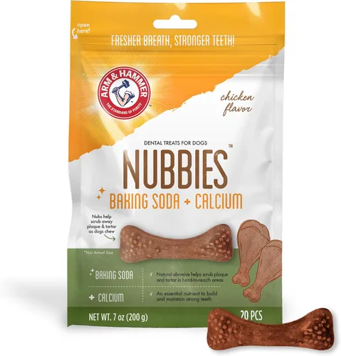 Miniatura 11 de Arm & Hammer for Pets Nubbies Golosinas Dentales Bicarbonato de sodio Calcio Nubbed Texture Scrubs Placa Tartar Sabor Pollo Refresca el Aliento