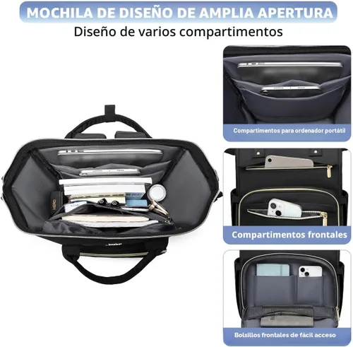 Miniatura 2 de FOCDOD - Mochila para laptop de mujer, para trabajo - Compatible con laptops de 15.6 pulgadas con compartimento para computadora, impermeable