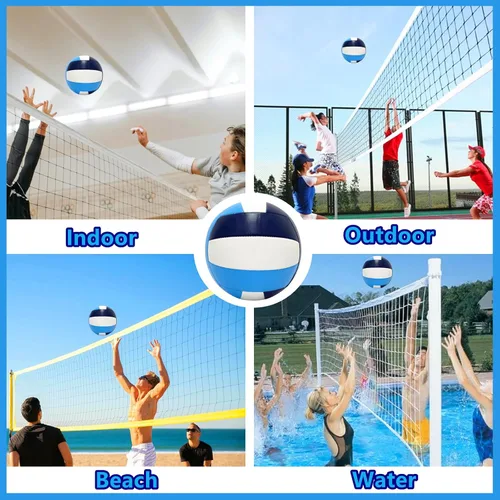 Miniatura 5 de Official Size 5 Volleyball Balls, Waterproof Soft Bulk Recreational Volley Balls with Pump and Net Bag for Beach Pool Sand Training for Beginner