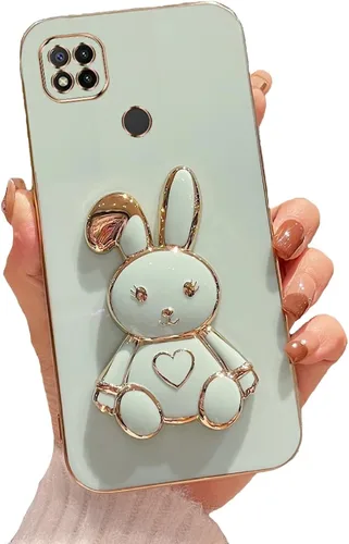 Miniatura 108 de Estuche con soporte de conejo de corazón para Xiaomi Redmi Note 10S, galvanizado suave TPU protector delgado a prueba de golpes con lindo conejito