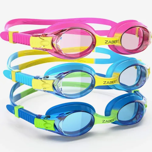 Paquete de 3 gafas de natación para niños, antivaho 100% protección UV, para niños de 3 a 14 años