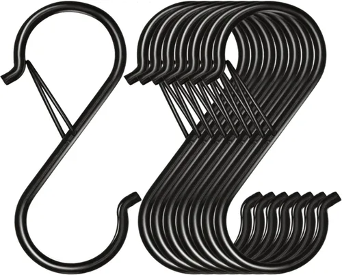 Waitkey - Paquete de 8 ganchos en S para colgar, ganchos de metal resistentes de 3.5 pulgadas con hebilla de seguridad, ganchos en forma de S para
