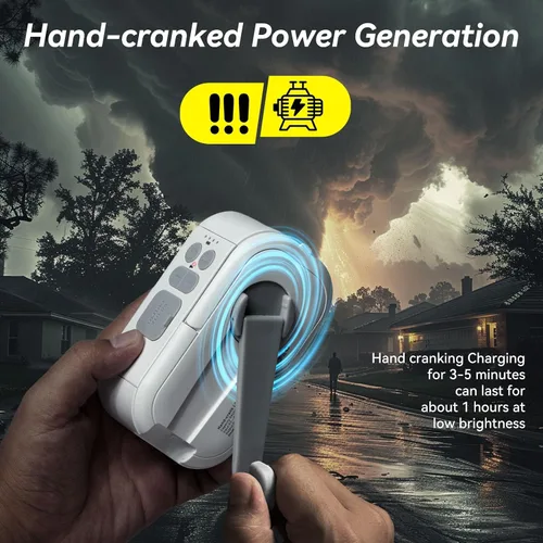 Miniatura 10 de Linterna de camping, linterna LED recargable de 6400mAh, con 4 modos de luz, luz de tienda de campaña de 1000 lm y lámpara de manivela