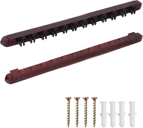 Miniatura 19 de GSE Games & Sports Expert 2-Piece 6/8/12 Billiard Pool Cue Rack Wall Mounted Holders, Billiard Cue Sticks Wall Rack Set