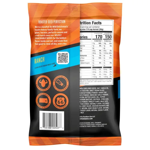 Miniatura 10 de Wild Dutchman Semillas de girasol tostadas en una bolsa resellable para una frescura definitiva y un fácil vertido, paquete de 6 sabores variados